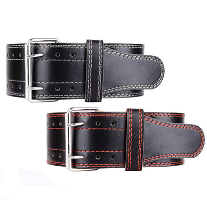 Double Breasted Cowhide Waist Support Weight Lifting Belt